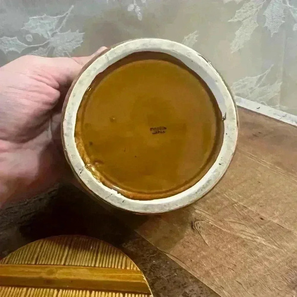 Vintage Ceramic Basket with Lid Sugar Bowl Trinket Box Brown Glossy Finish - Picture 3 of 6